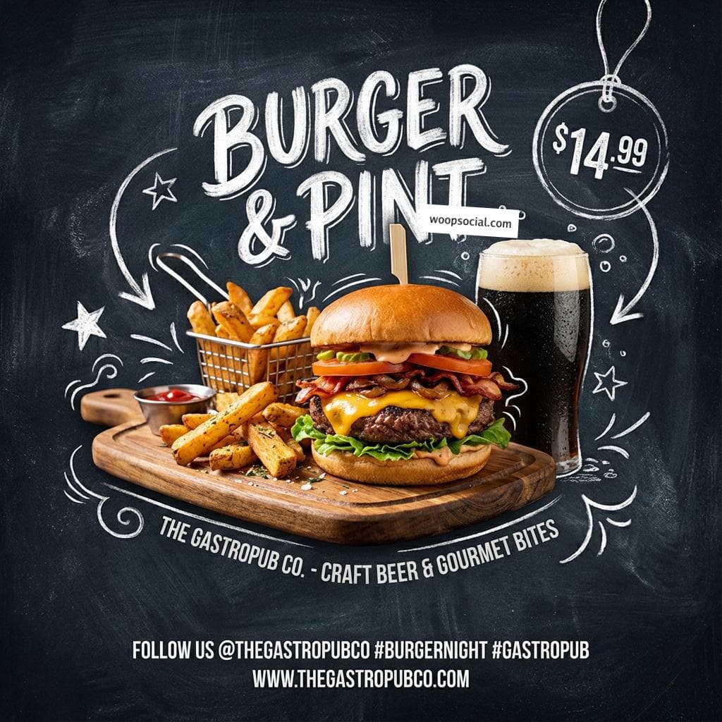 Chalkboard Gastropub Burger Promo