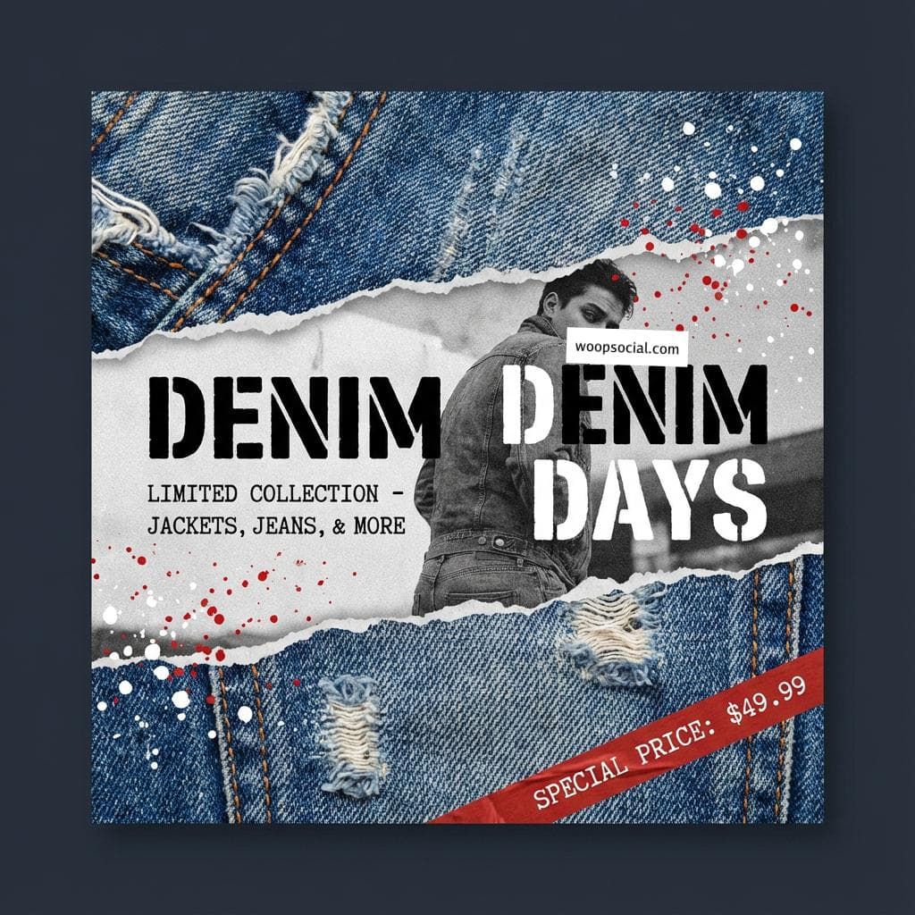 Edgy Denim Grunge Collage