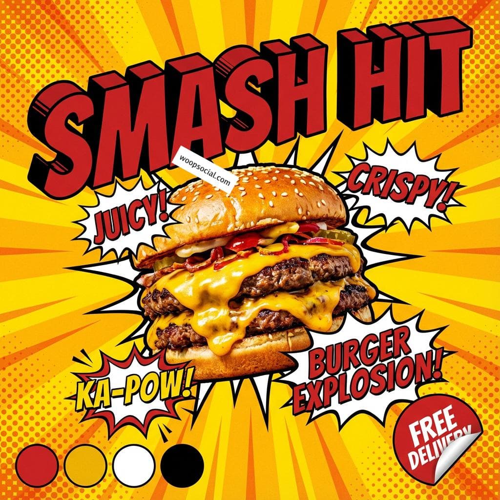 Explosive Smash Burger Pop Art