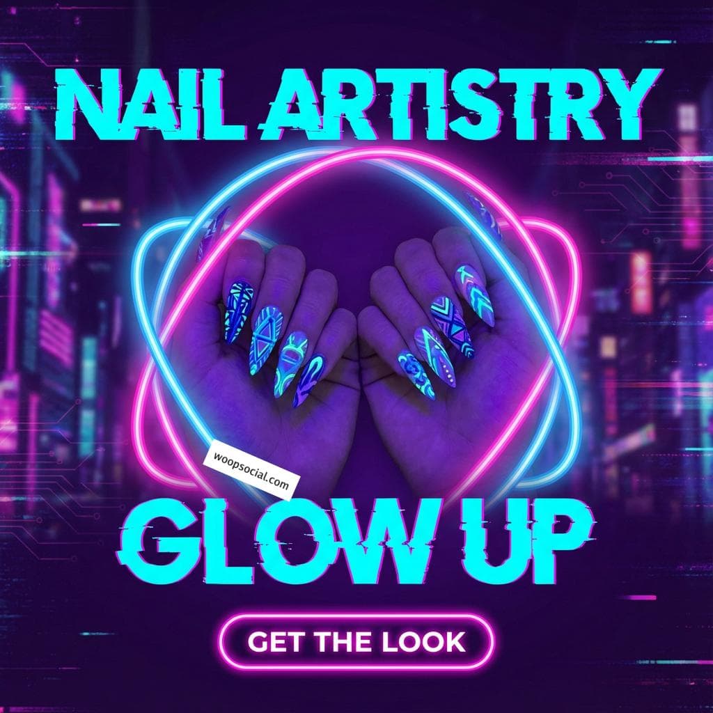 Neon Cyberpunk Nail Art Promo