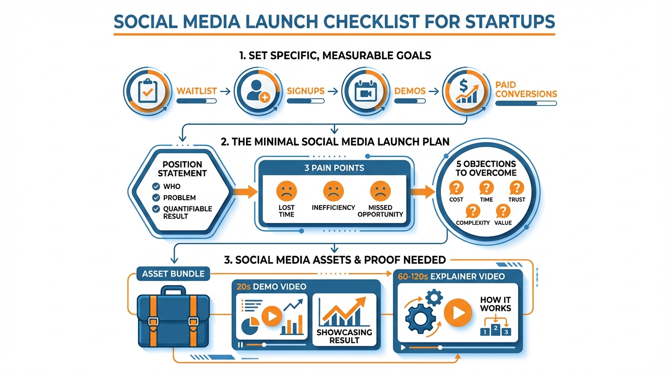 Startup social media launch infographic
