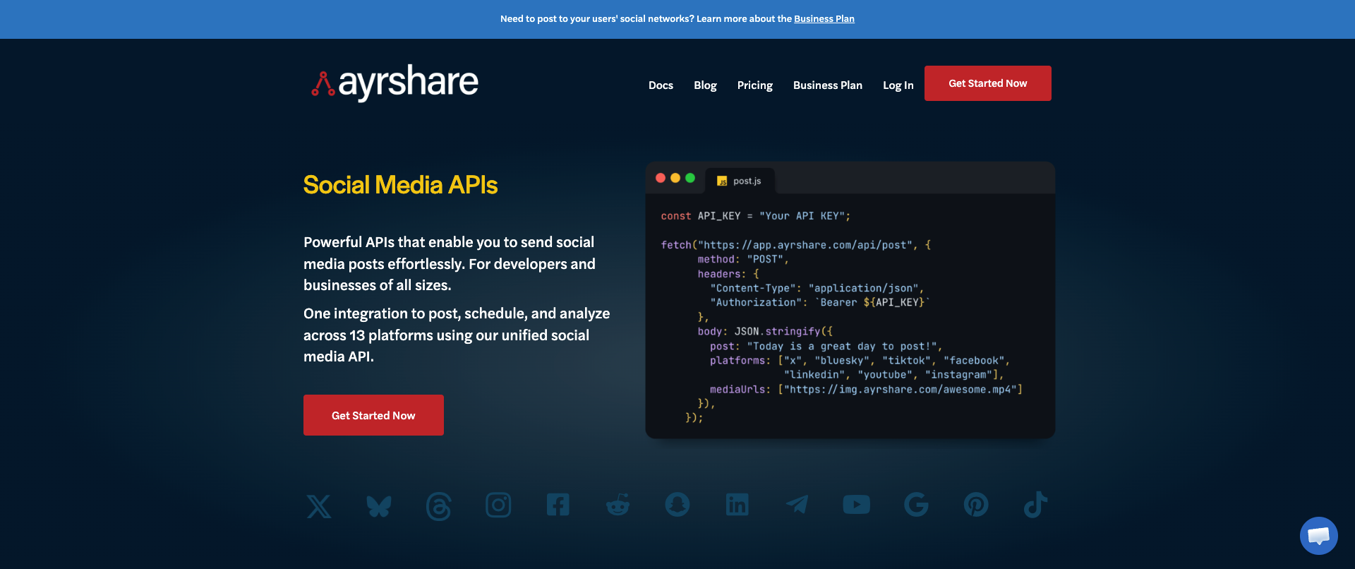 AyrShare unified social media API