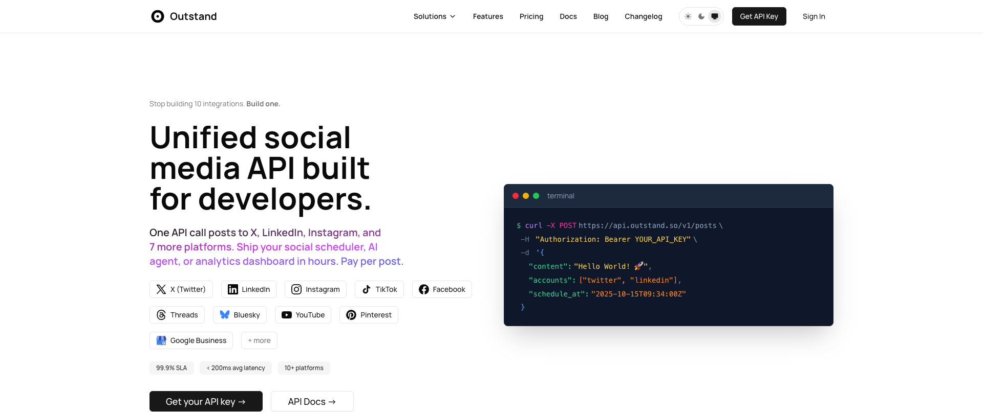Outstand unified social media API
