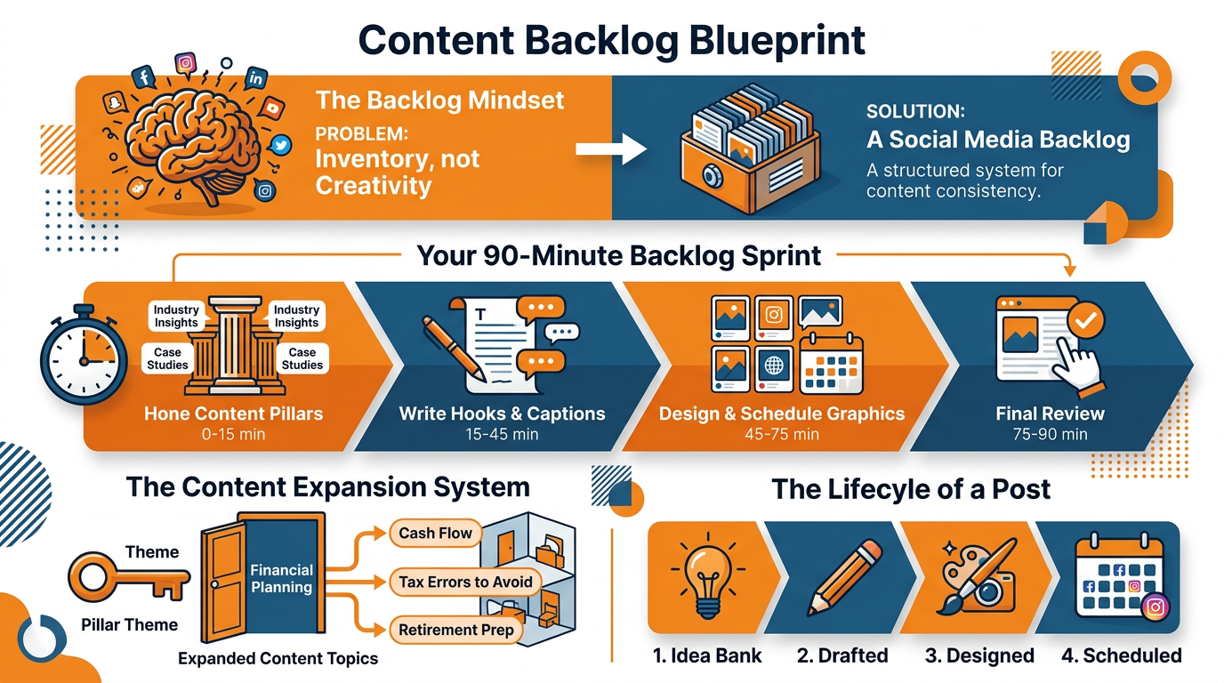 Social media backlog creation infographic