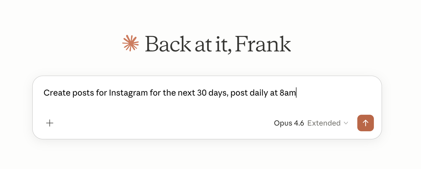 Create posts for Instagram for the next 30 days, post daily at 8am
